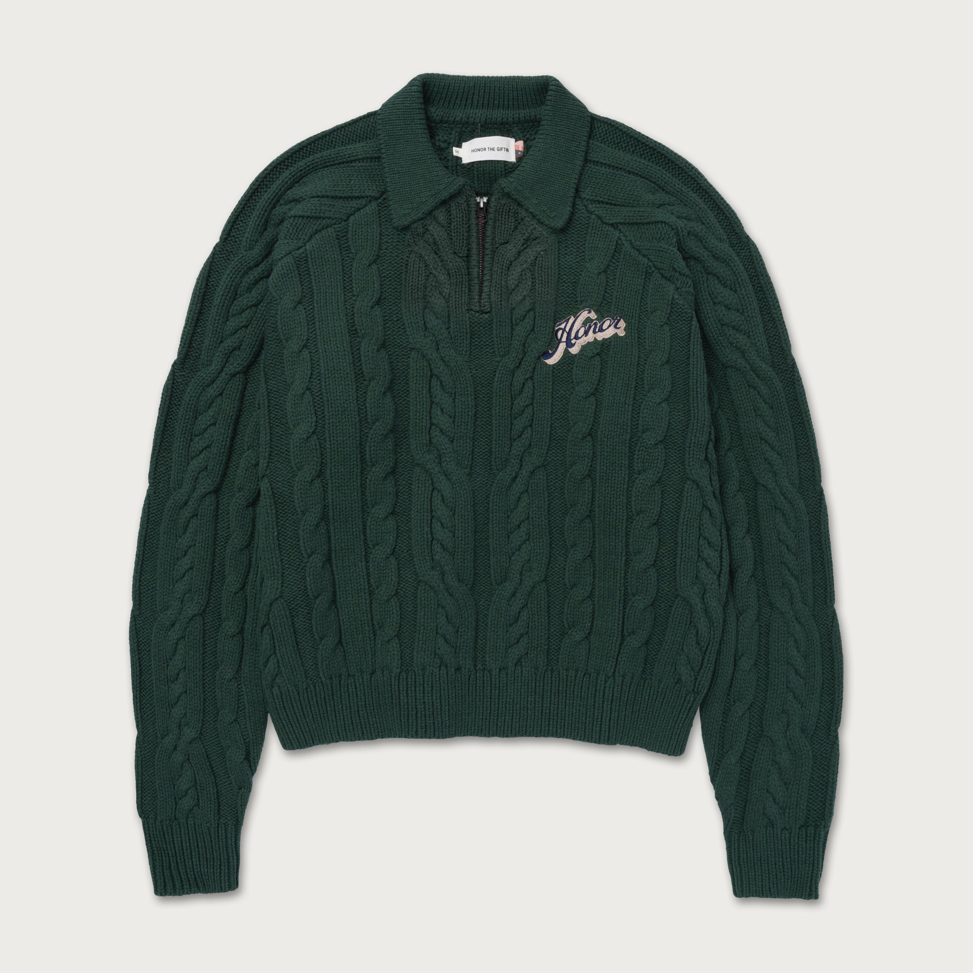 Cable Zip Leisure Henley - Green – Honor The Gift