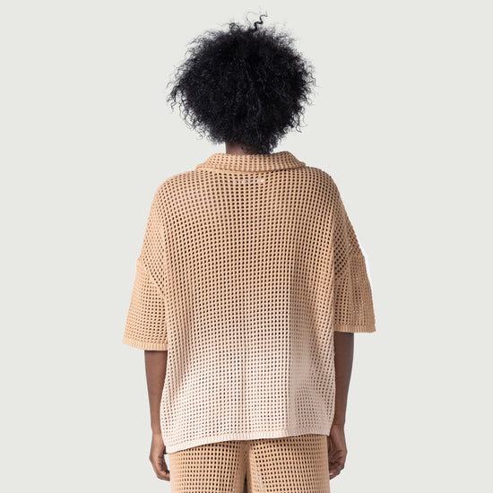 Crochet Ombre Shirt - Tan