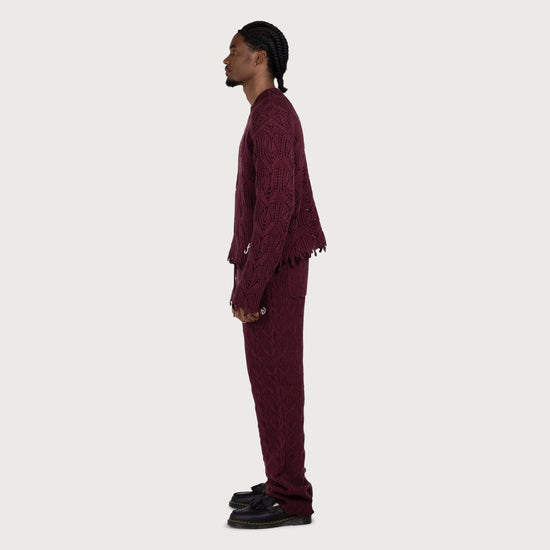 Cable Knit Pant - Berry