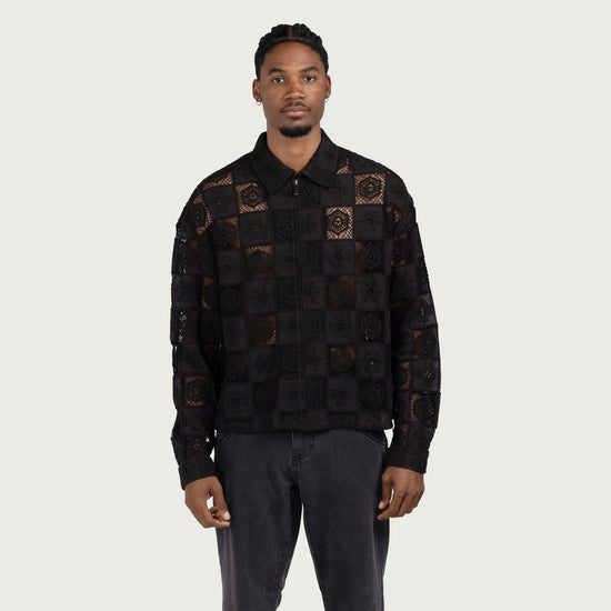 Crochet Full Zip - Black