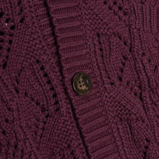 Cable Cardigan - Berry