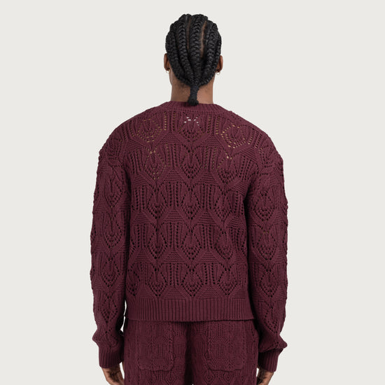 Cable Cardigan - Berry