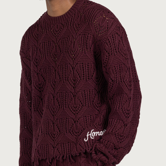 Cable Sweater - Berry