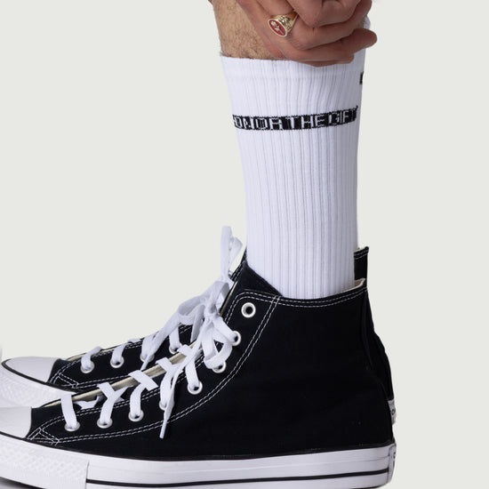 Logo Stripe Sock - White