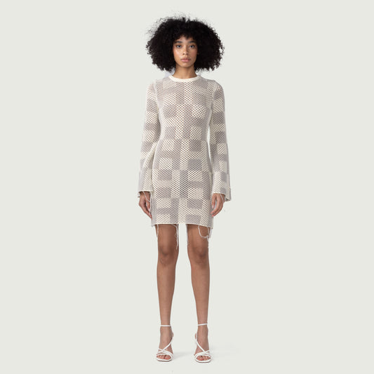 Womens Crochet Dress - Stone