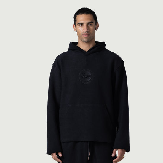 Race Herringbone Hoodie - Black