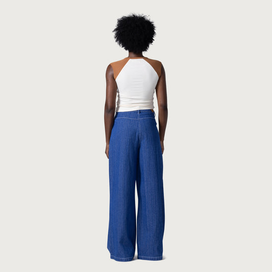 Tailored Curved Pant - Blue
