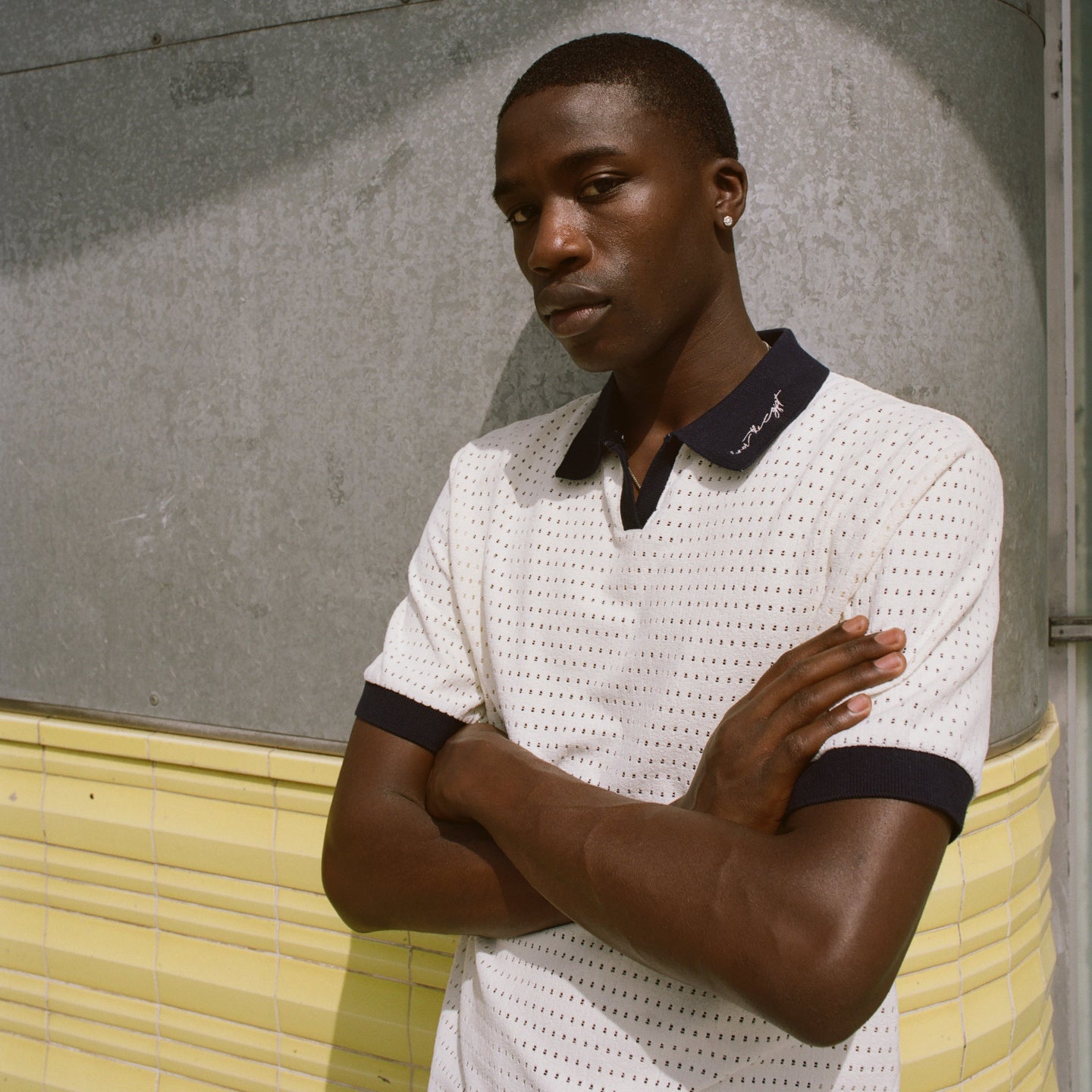 Pique Colorblock Polo - Bone