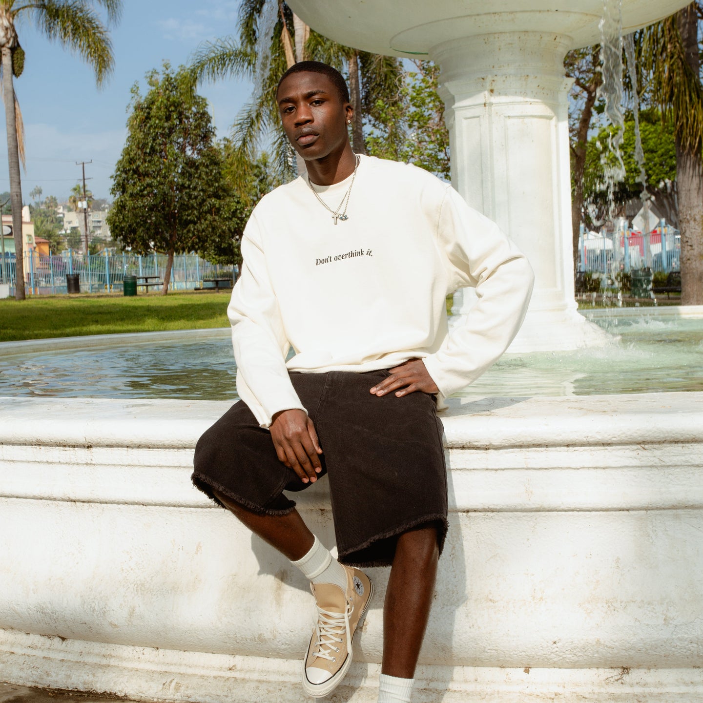 Dont Overthink It Crew - White