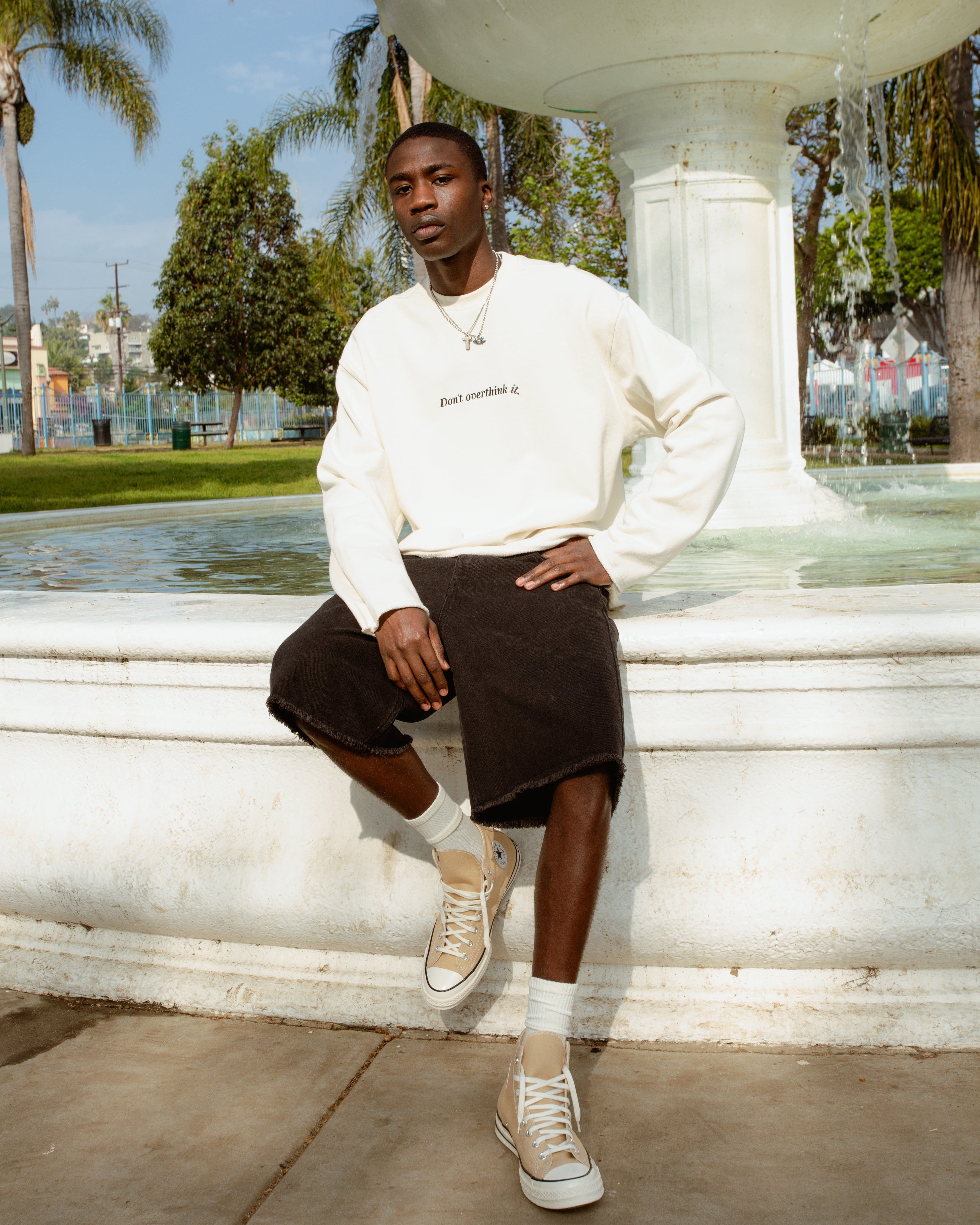 Dont Overthink It Crew - White