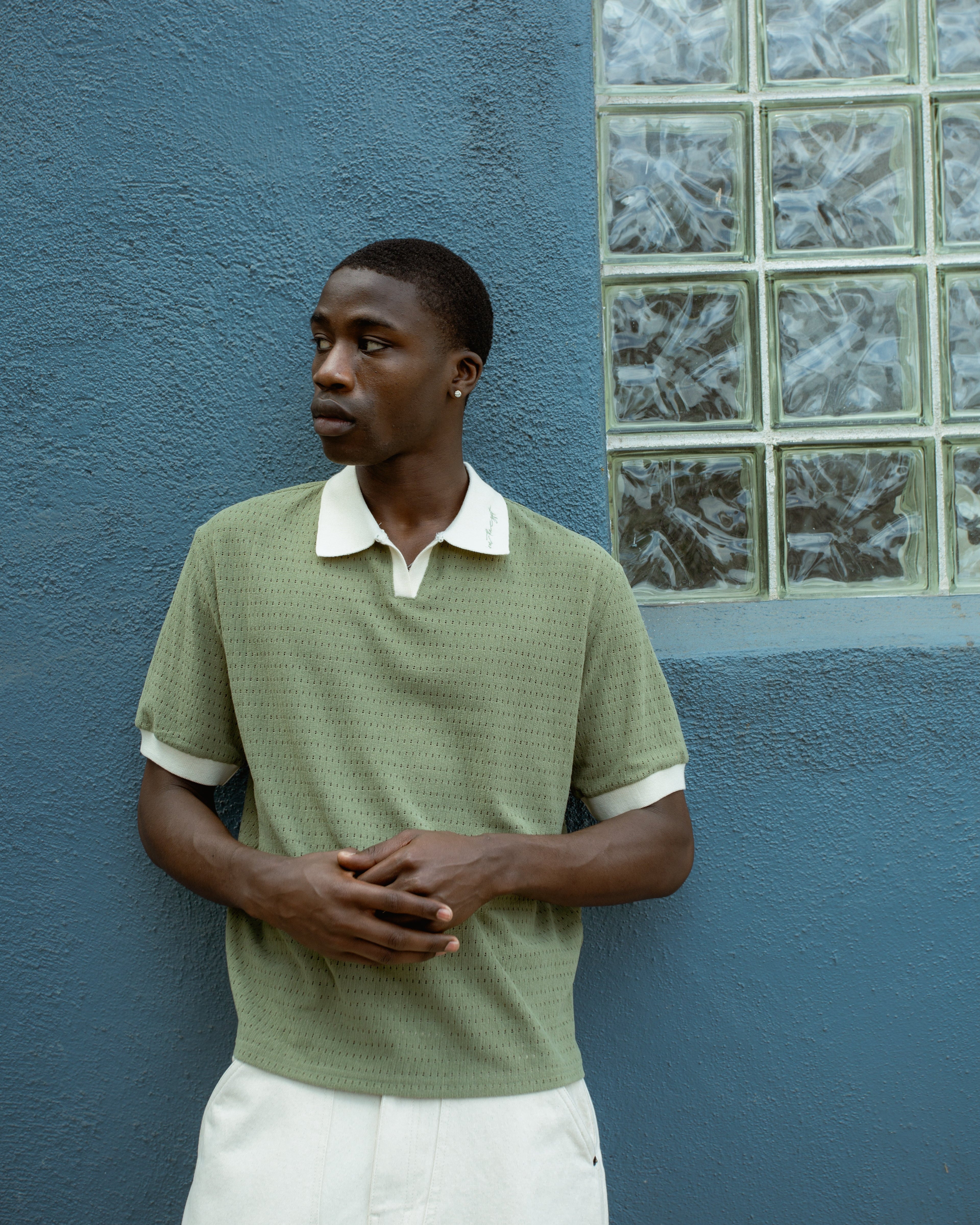 Pique Colorblock Polo - Sage