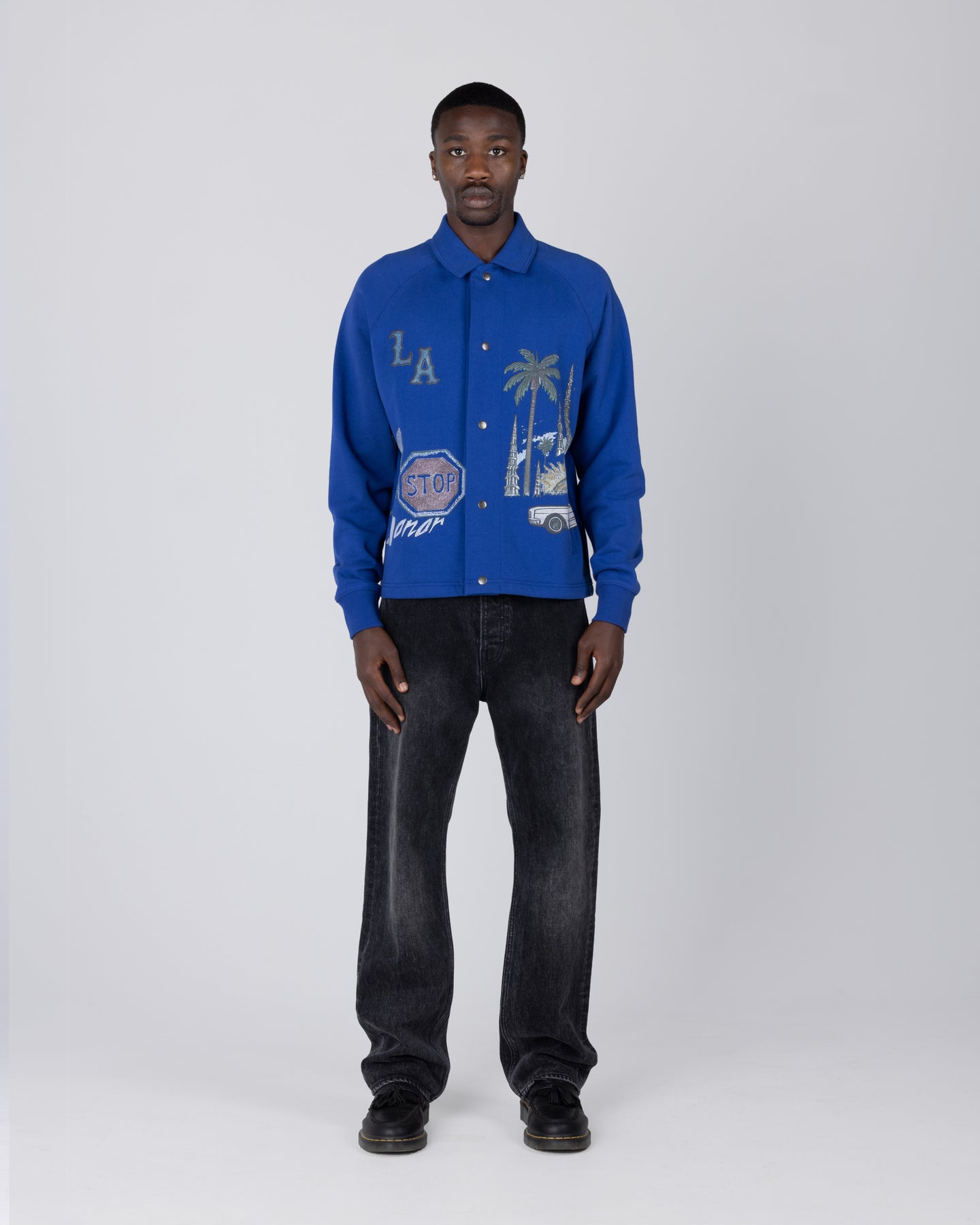 All Over LA Fleece Coaches Jacket - Midnight Blue