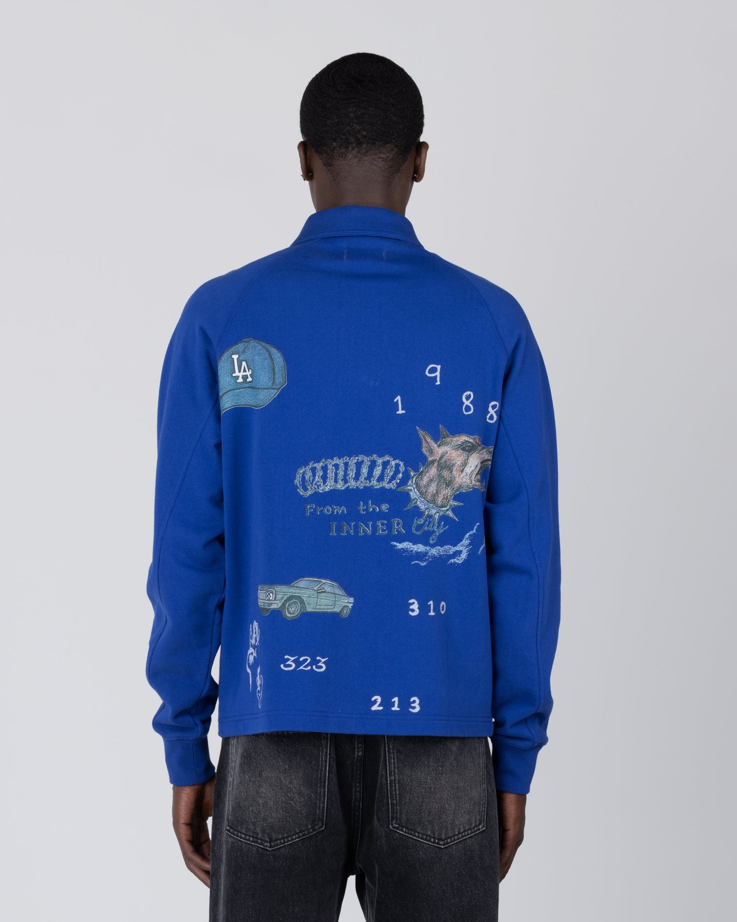 All Over LA Fleece Coaches Jacket - Midnight Blue