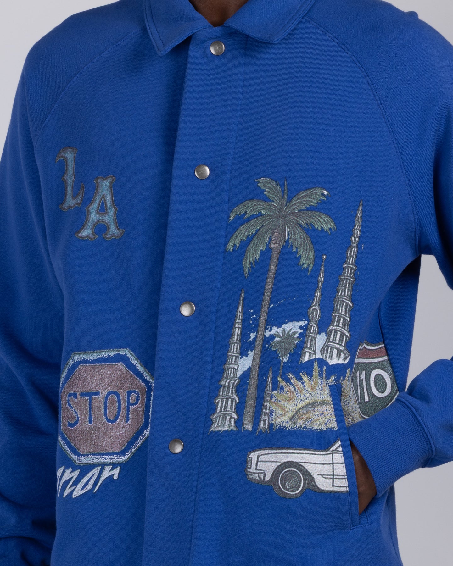 All Over LA Fleece Coaches Jacket - Midnight Blue