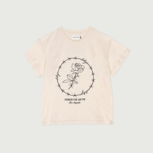 Womens Barbwire Rose T-Shirt - Bone