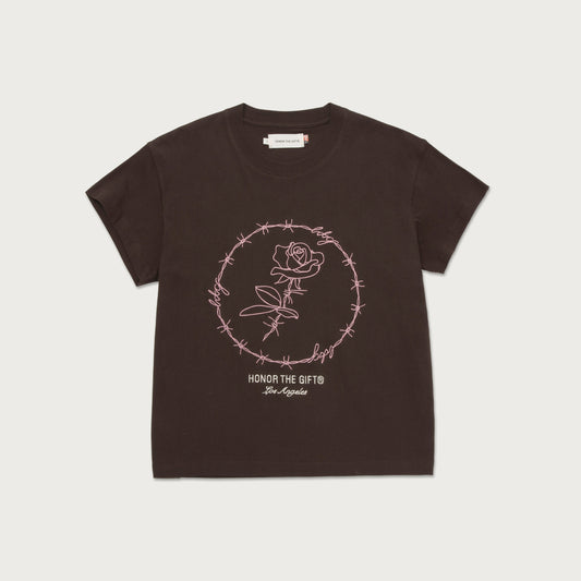 Womens Barbwire Rose T-Shirt - Black