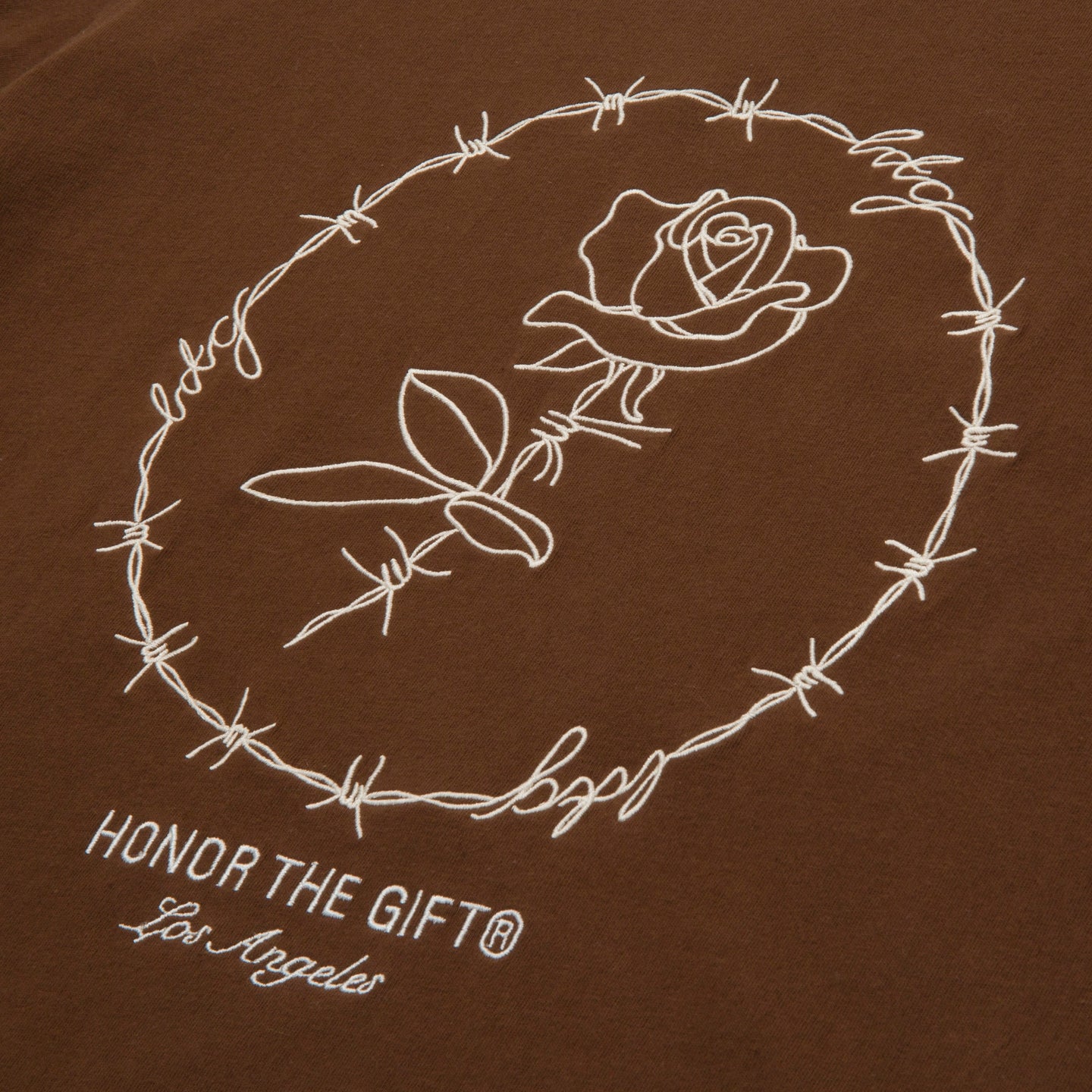 Womens Barbwire Rose T-Shirt - Brown