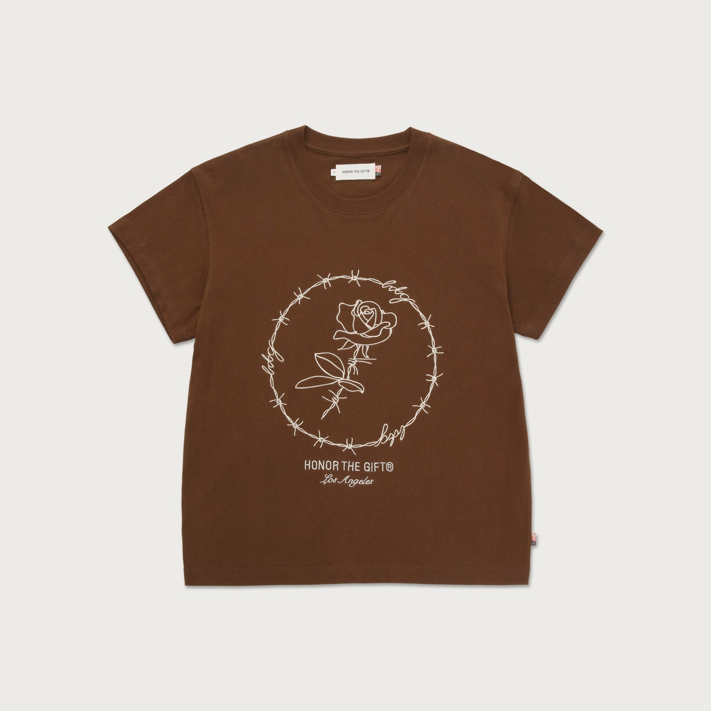 Womens Barbwire Rose T-Shirt - Brown