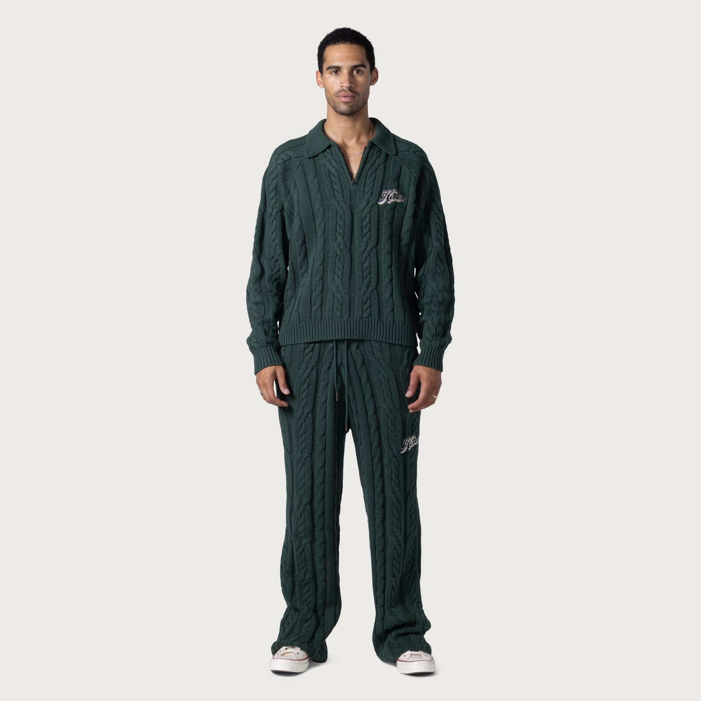 Cable Knit Leisure Pant - Green