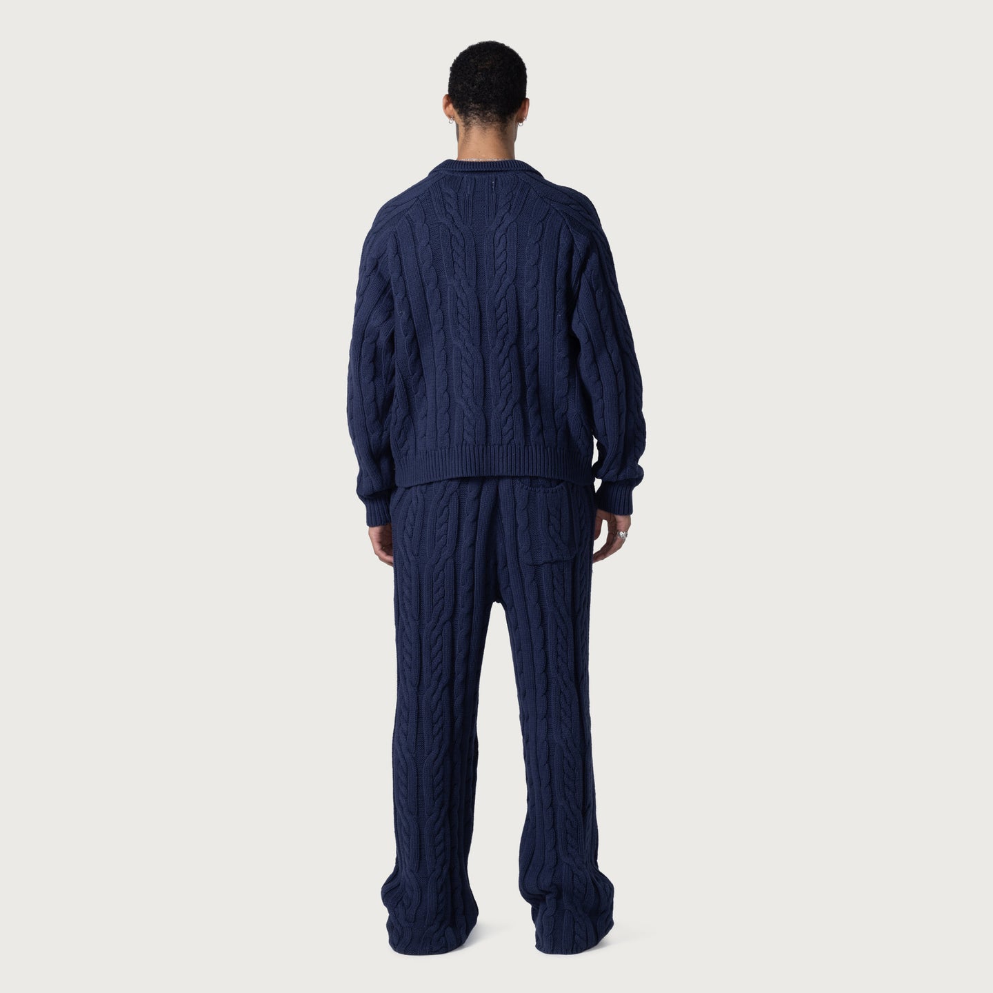 Cable Knit Leisure Pant - Navy