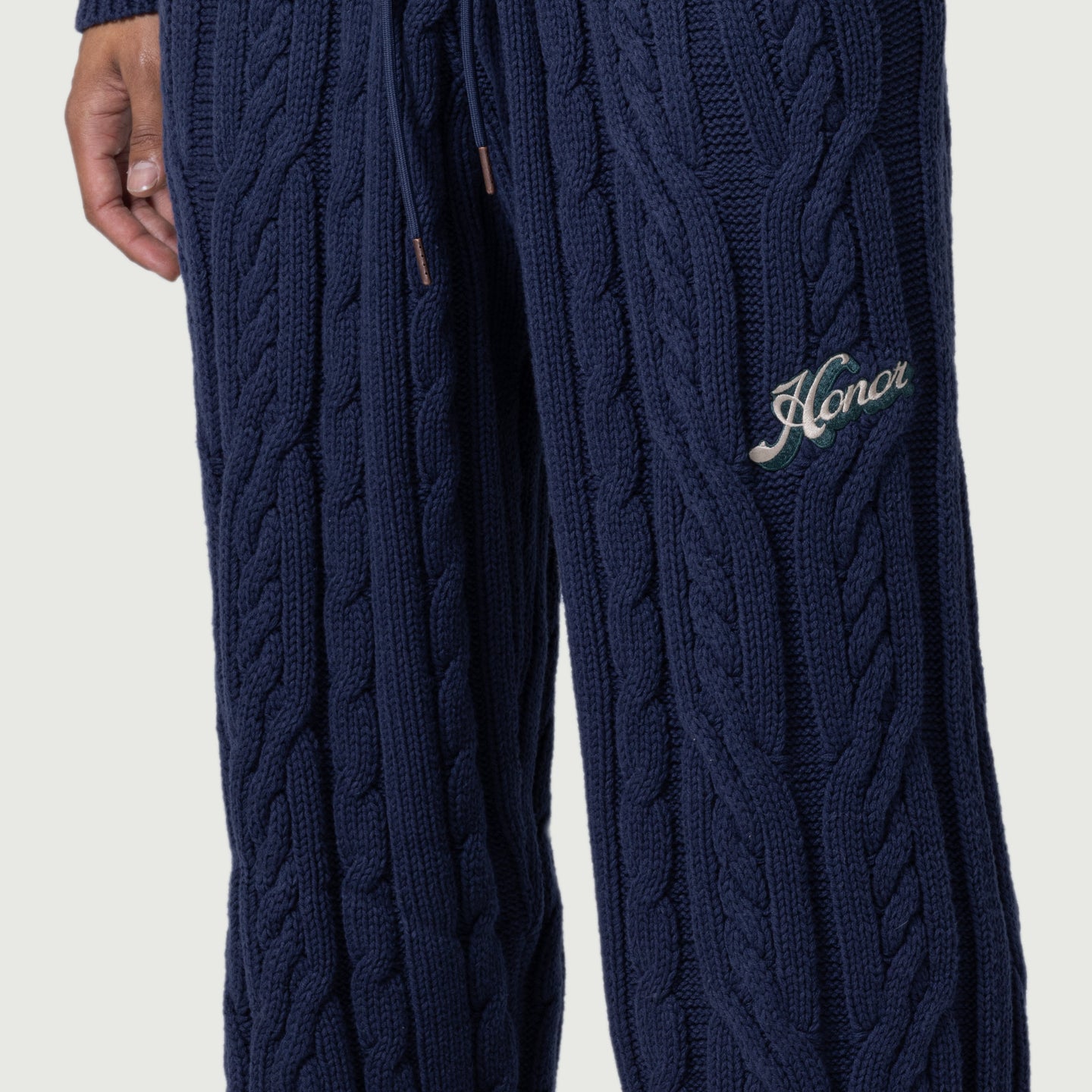 Cable Knit Leisure Pant - Navy