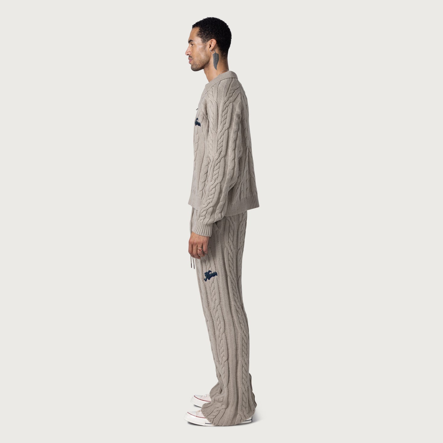 Cable Knit Leisure Pant - Stone