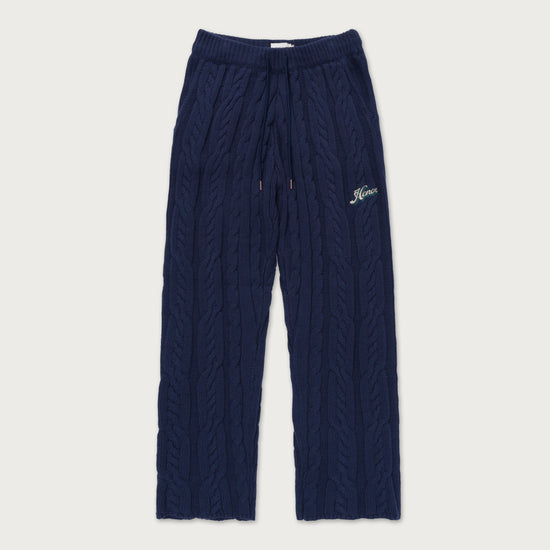 Cable Knit Leisure Pant - Navy