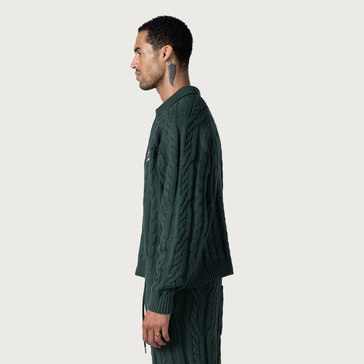 Cable Zip Leisure Henley - Green