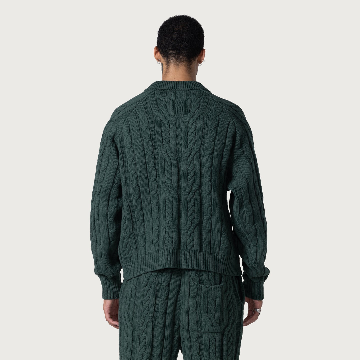 Cable Zip Leisure Henley - Green