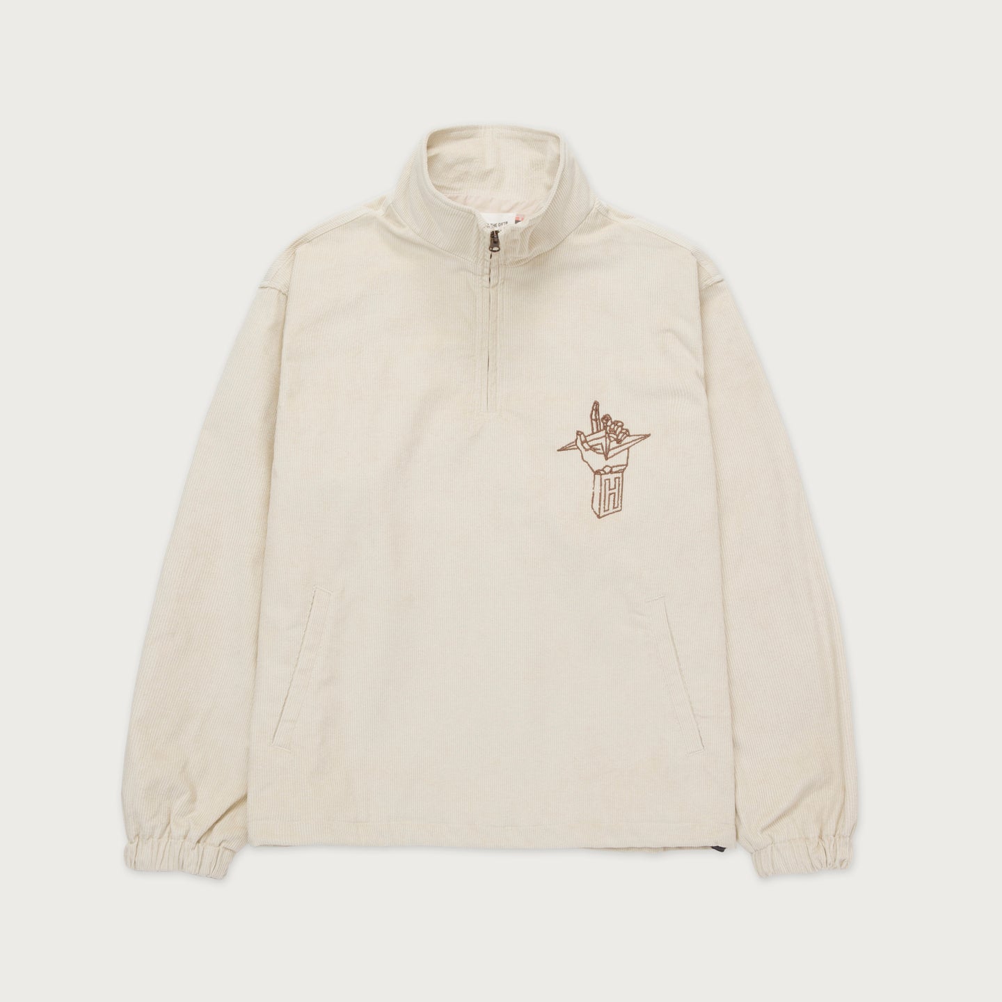 Corduroy Qtr Zip Anorak - Cream