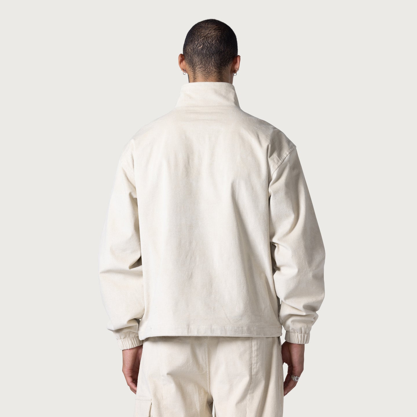 Corduroy Qtr Zip Anorak - Cream