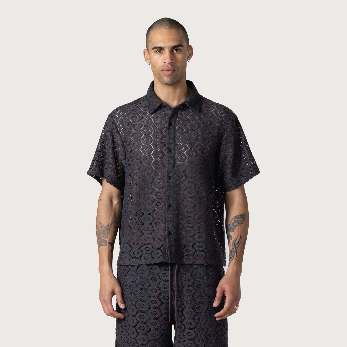 Crochet Button Up - Black