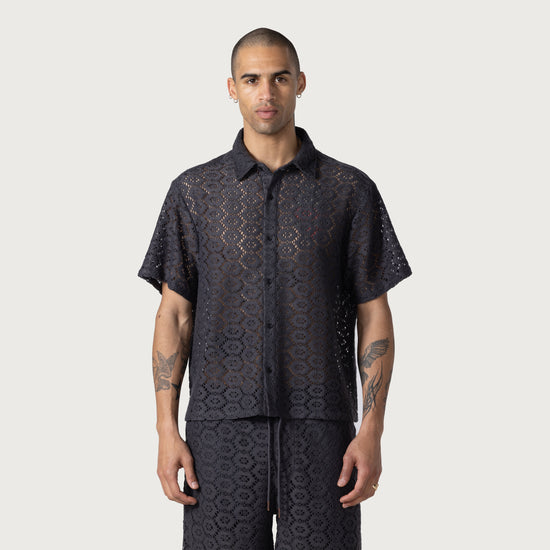 Crochet Button Up - Black