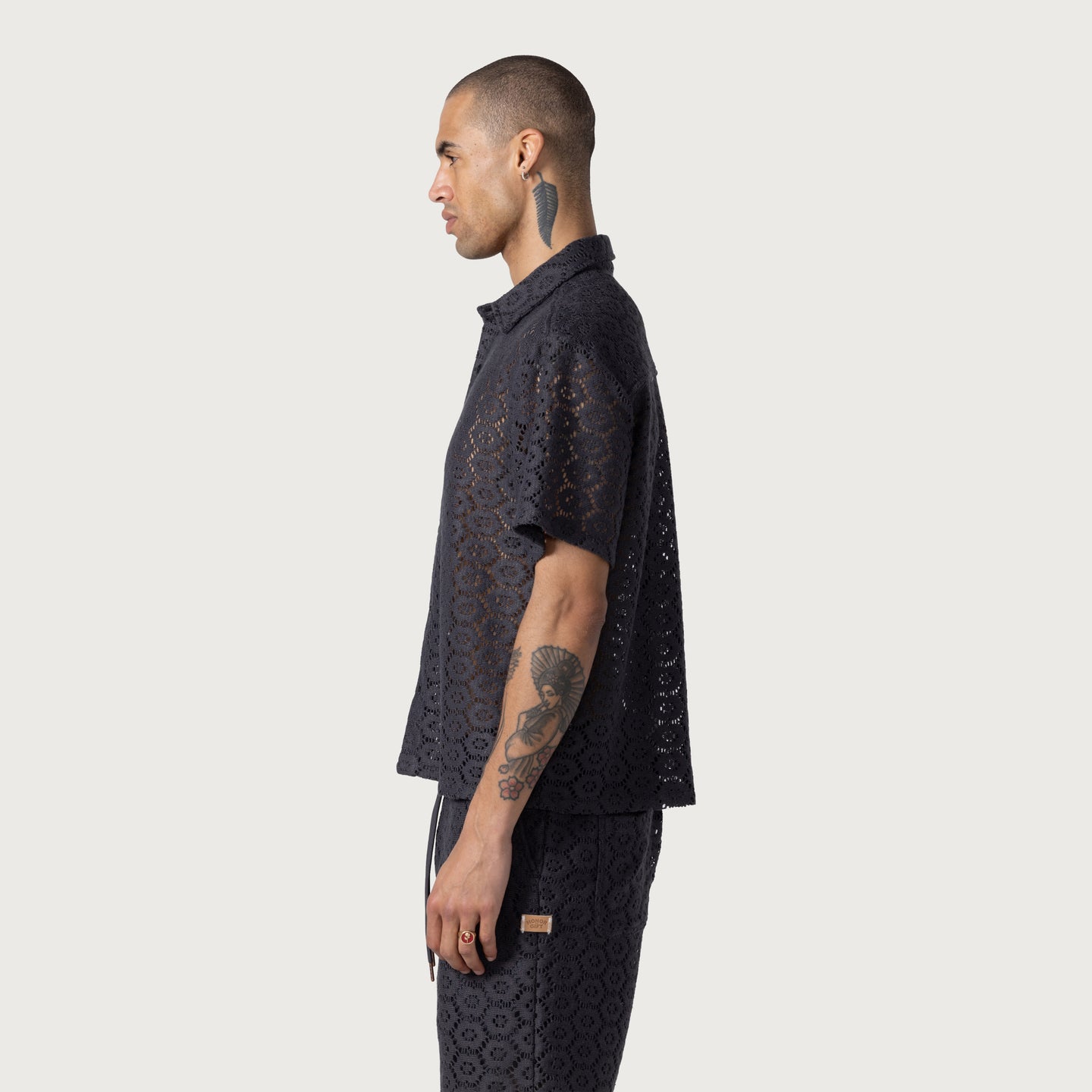Crochet Button Up - Black