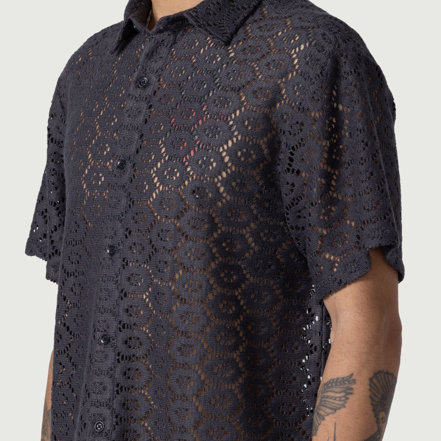 Crochet Button Up - Black