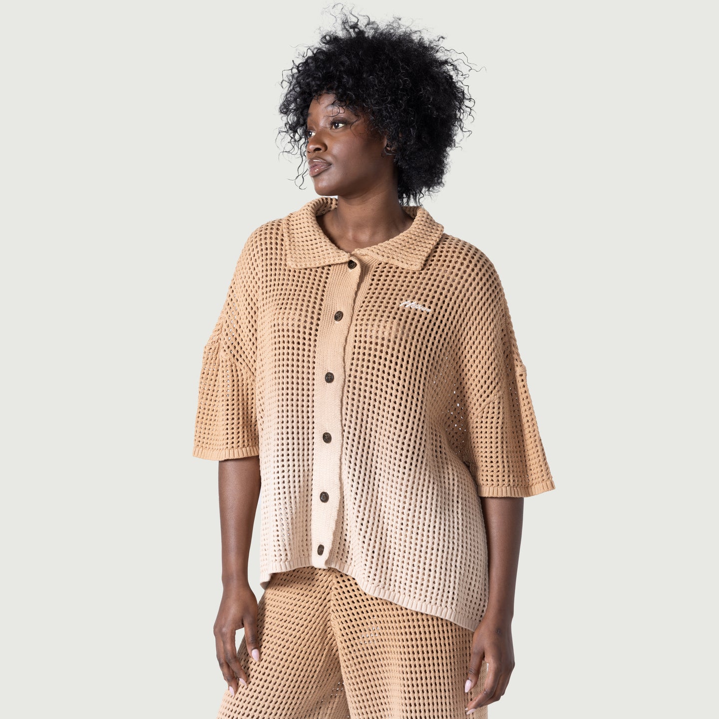 Crochet Ombre Shirt - Tan