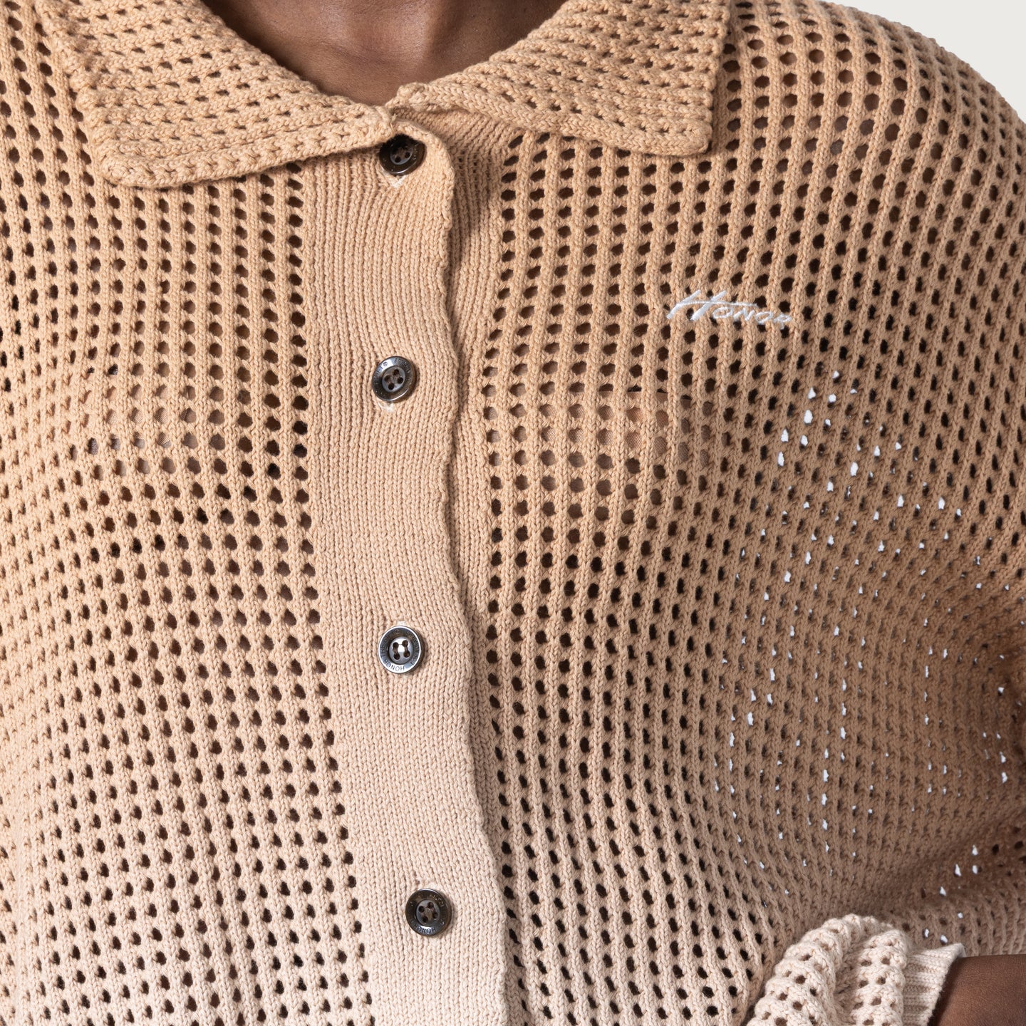 Crochet Ombre Shirt - Tan