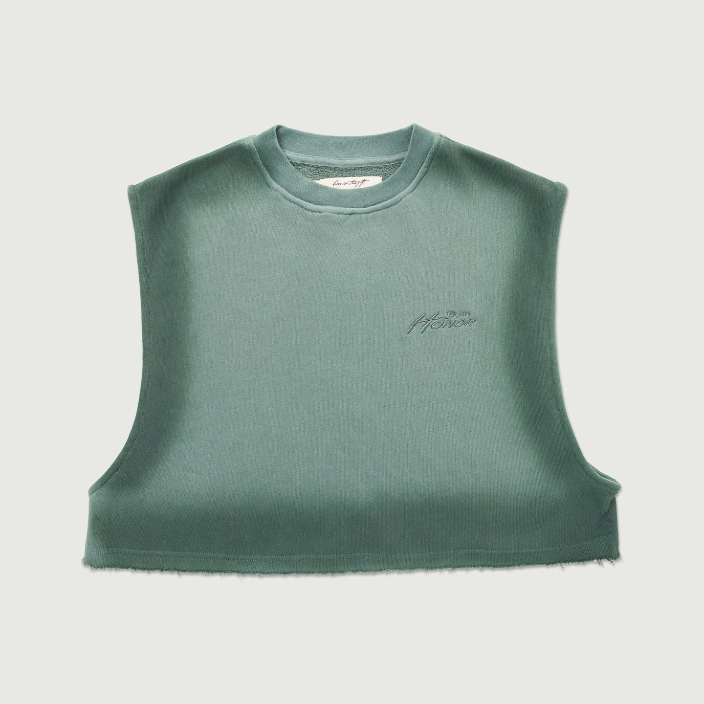 Cropped Spray Muscle Top - Green
