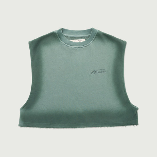Cropped Spray Muscle Top - Green
