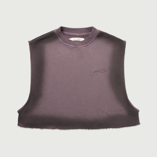 Cropped Spray Muscle Top - Black