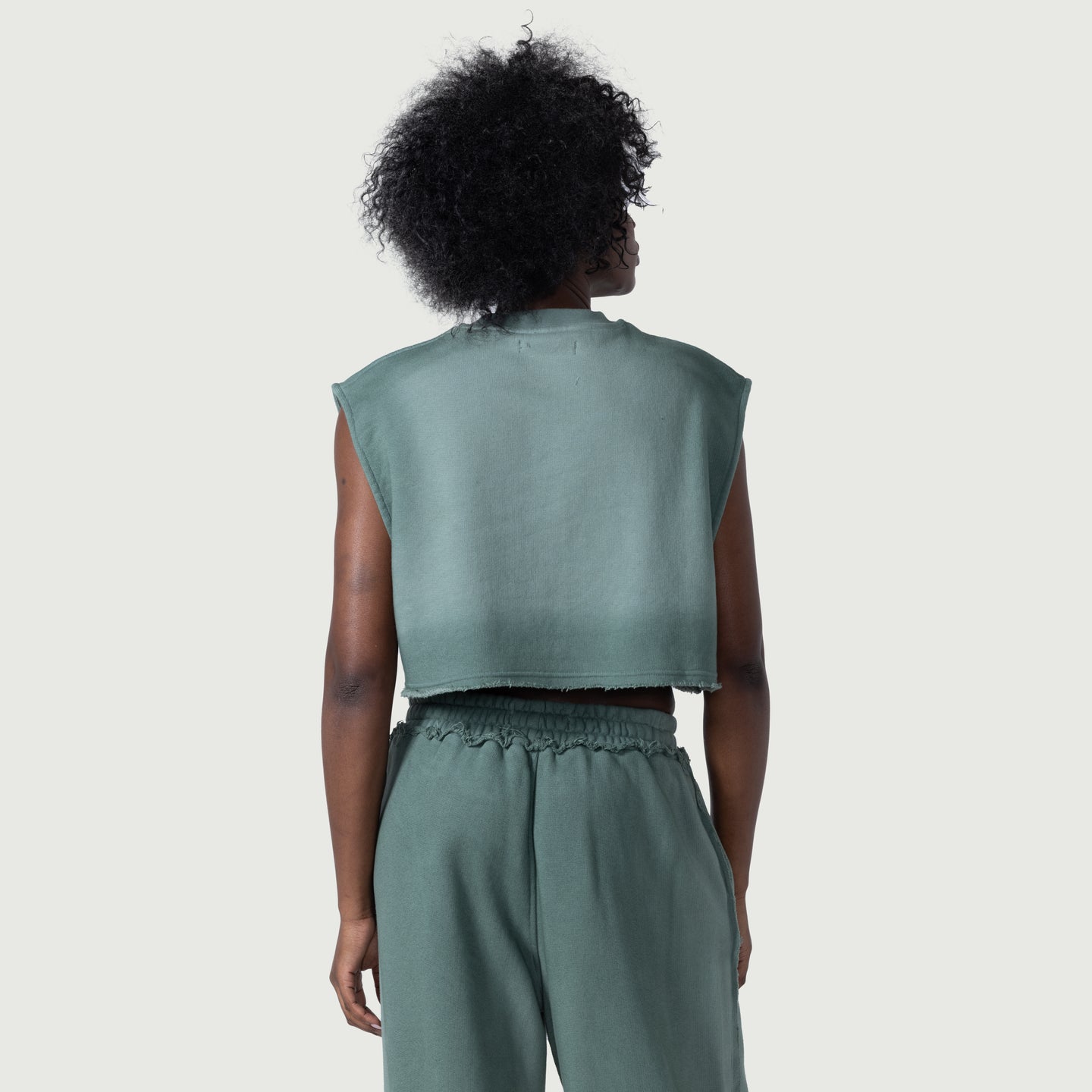 Cropped Spray Muscle Top - Green