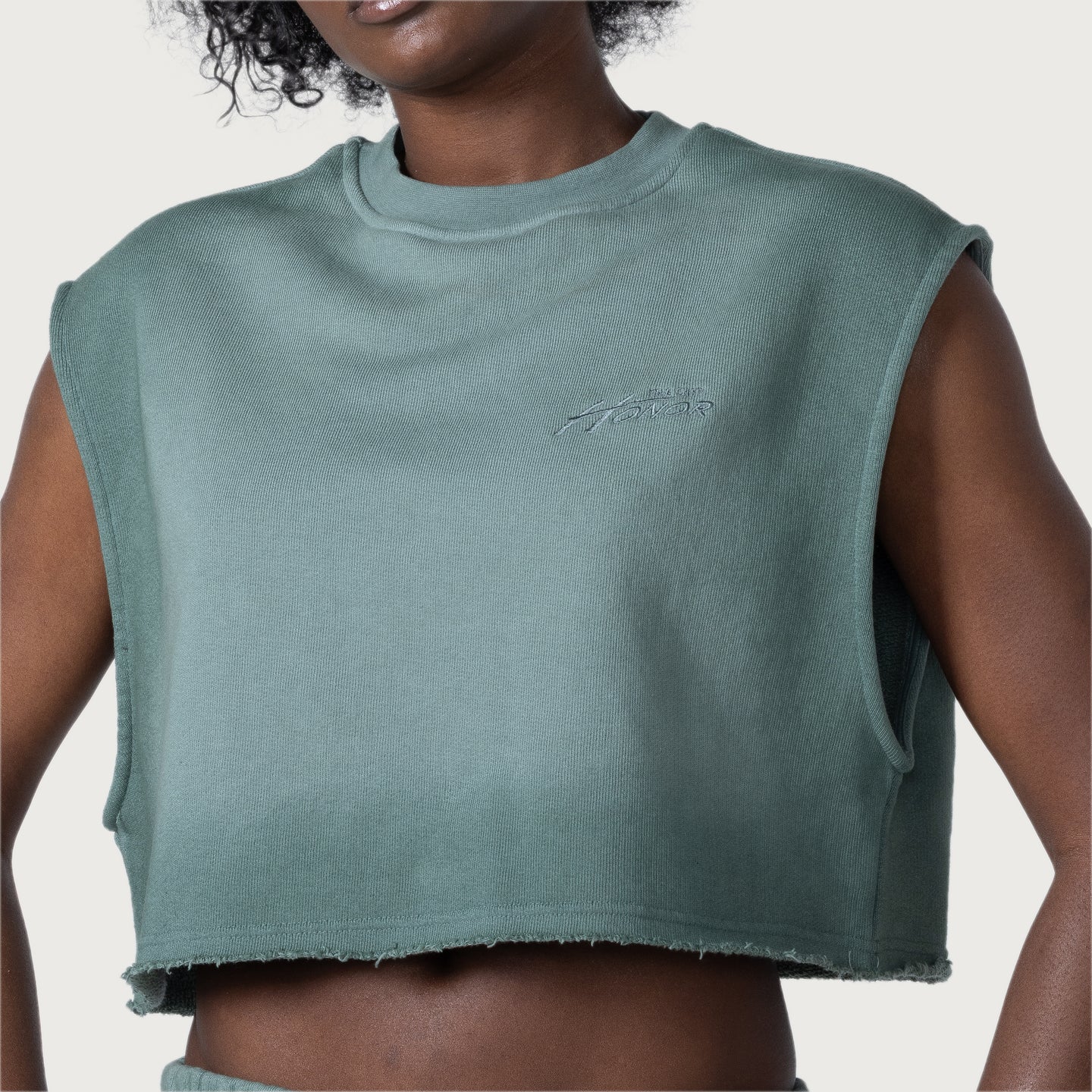 Cropped Spray Muscle Top - Green