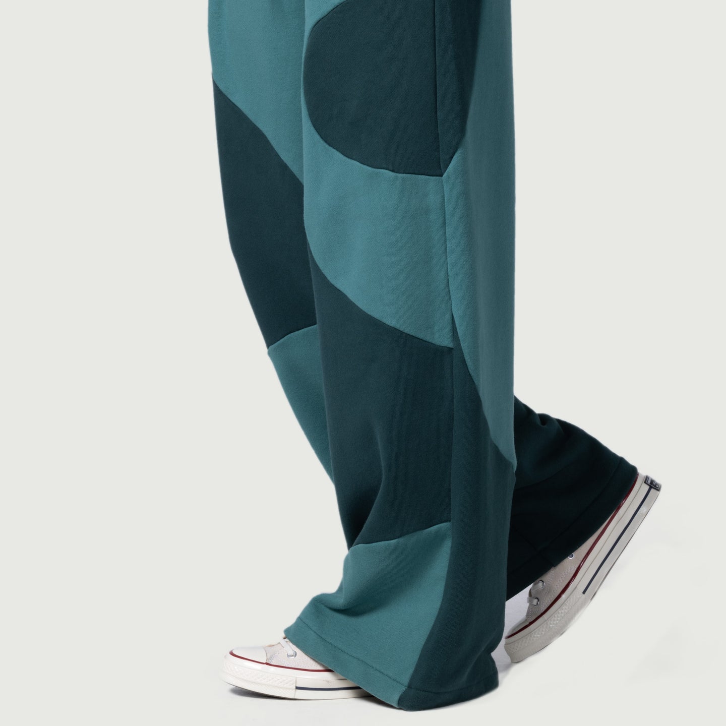 Womens Curved Patchwork Sweat Wide Leg - Green