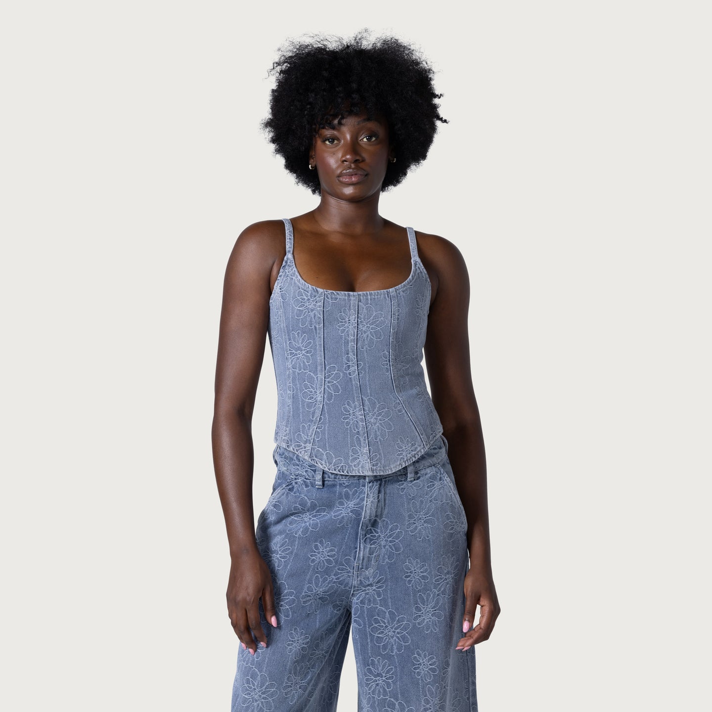 Womens Denim Corset - Light Blue