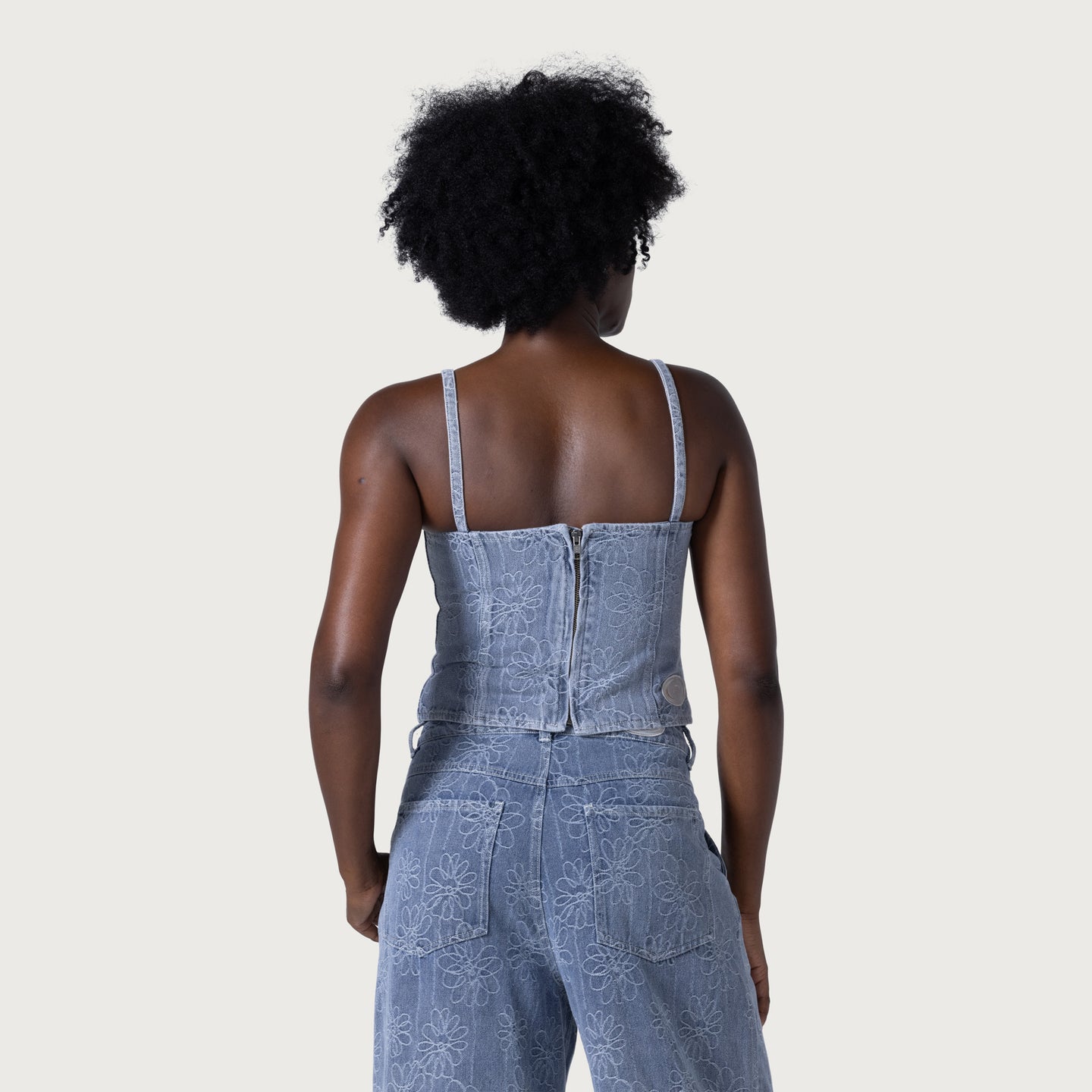 Womens Denim Corset - Light Blue