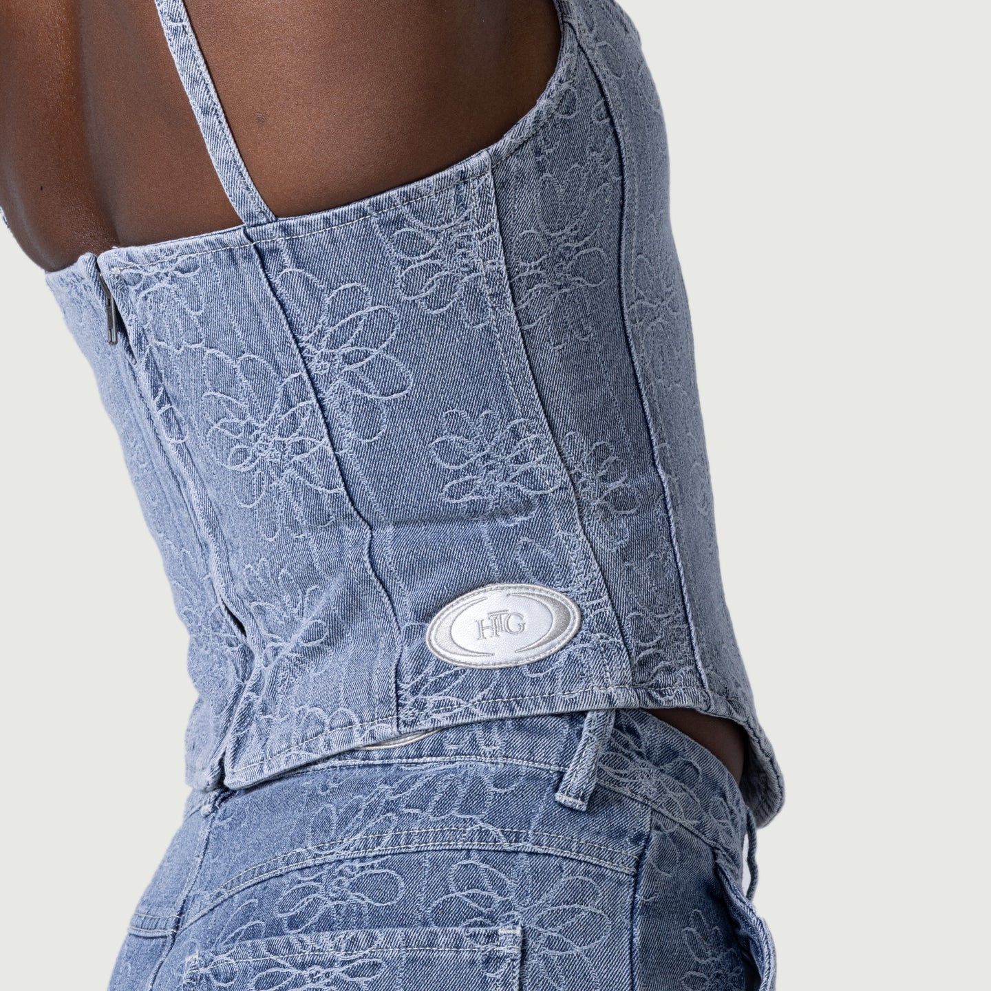 Womens Denim Corset - Light Blue