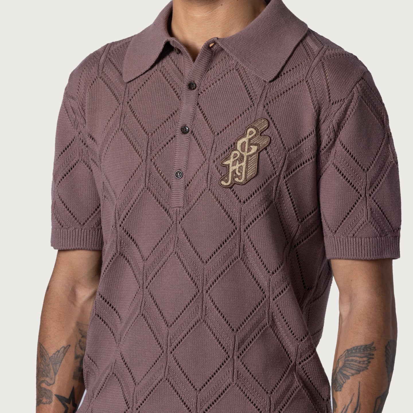 Diamond Knit Polo - Brown