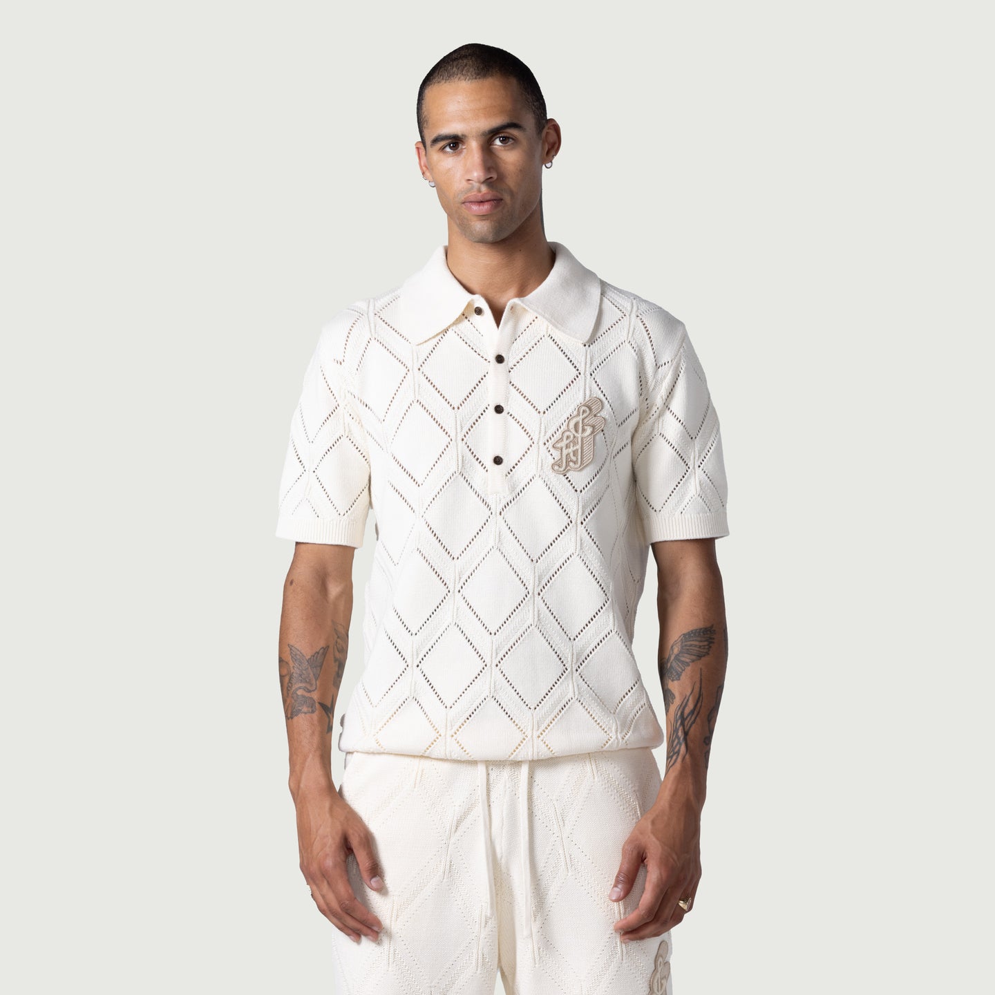 Diamond Knit Polo - Cream