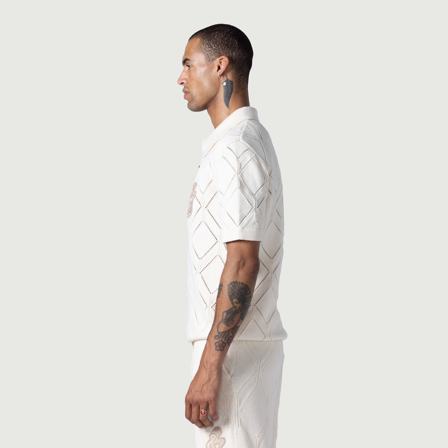 Diamond Knit Polo - Cream