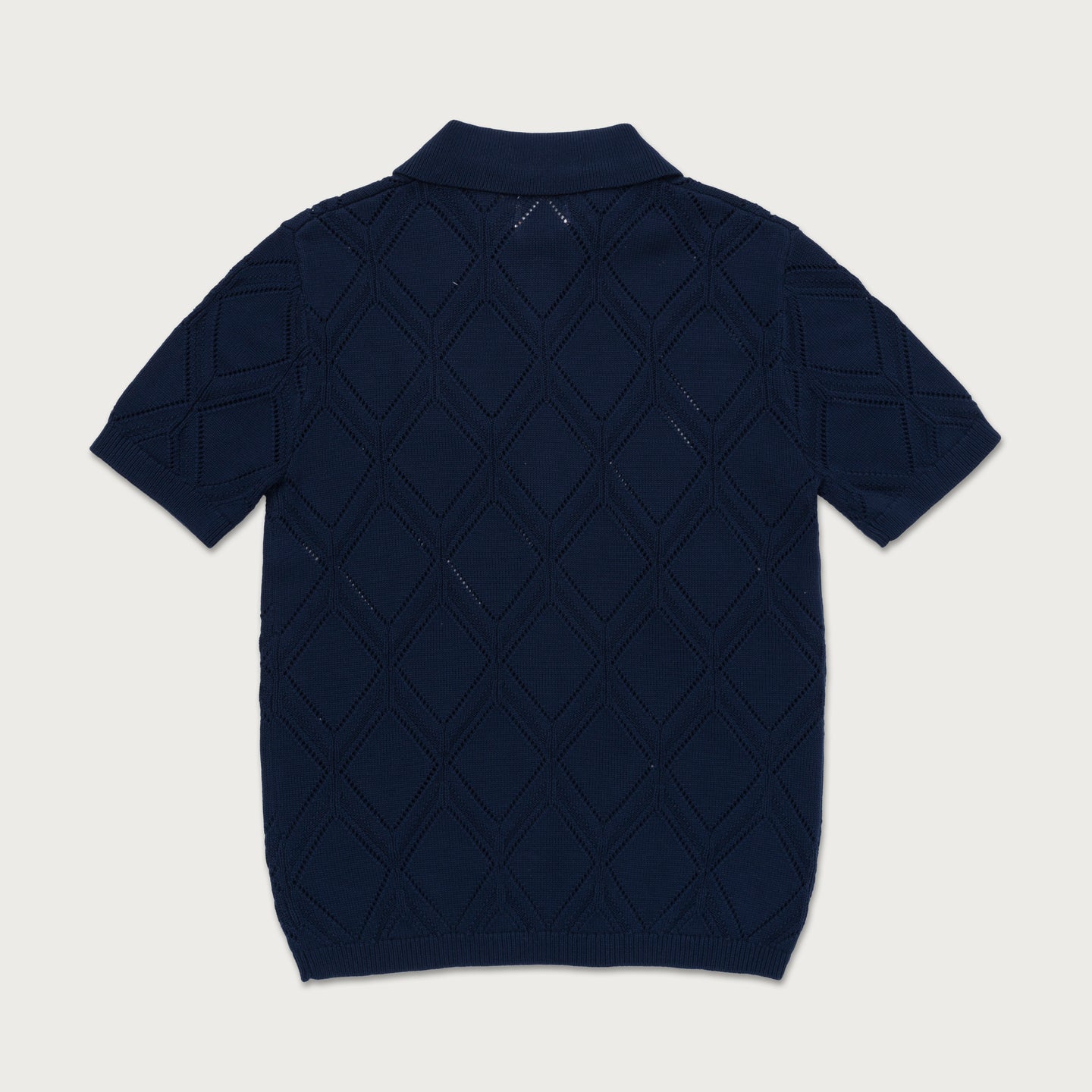 Diamond Knit Polo - Navy